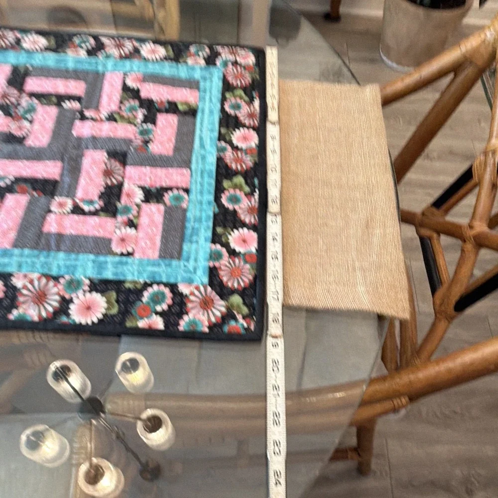 Handmade Quilted Patchwork Floral Table Runner Rectangular Multicolor 36x18